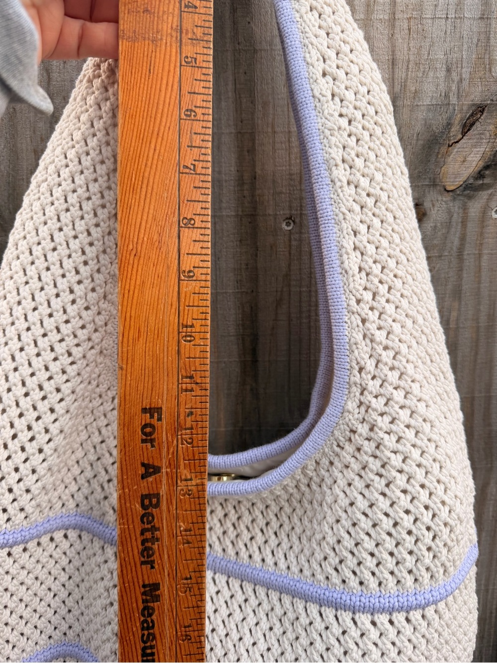 NWT lululemon athletica Cream Crochet Shoulder Bag with Lavender Trim - Picture 4 of 13